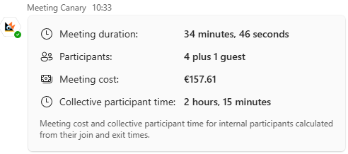 Meeting Time and Cost Notification